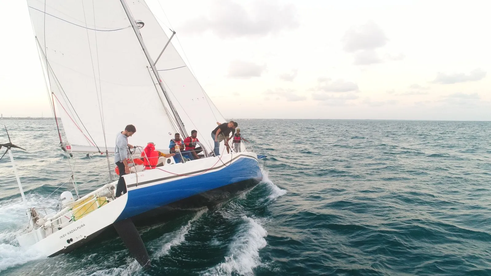 Ultramarine yacht sailing off Puducherry